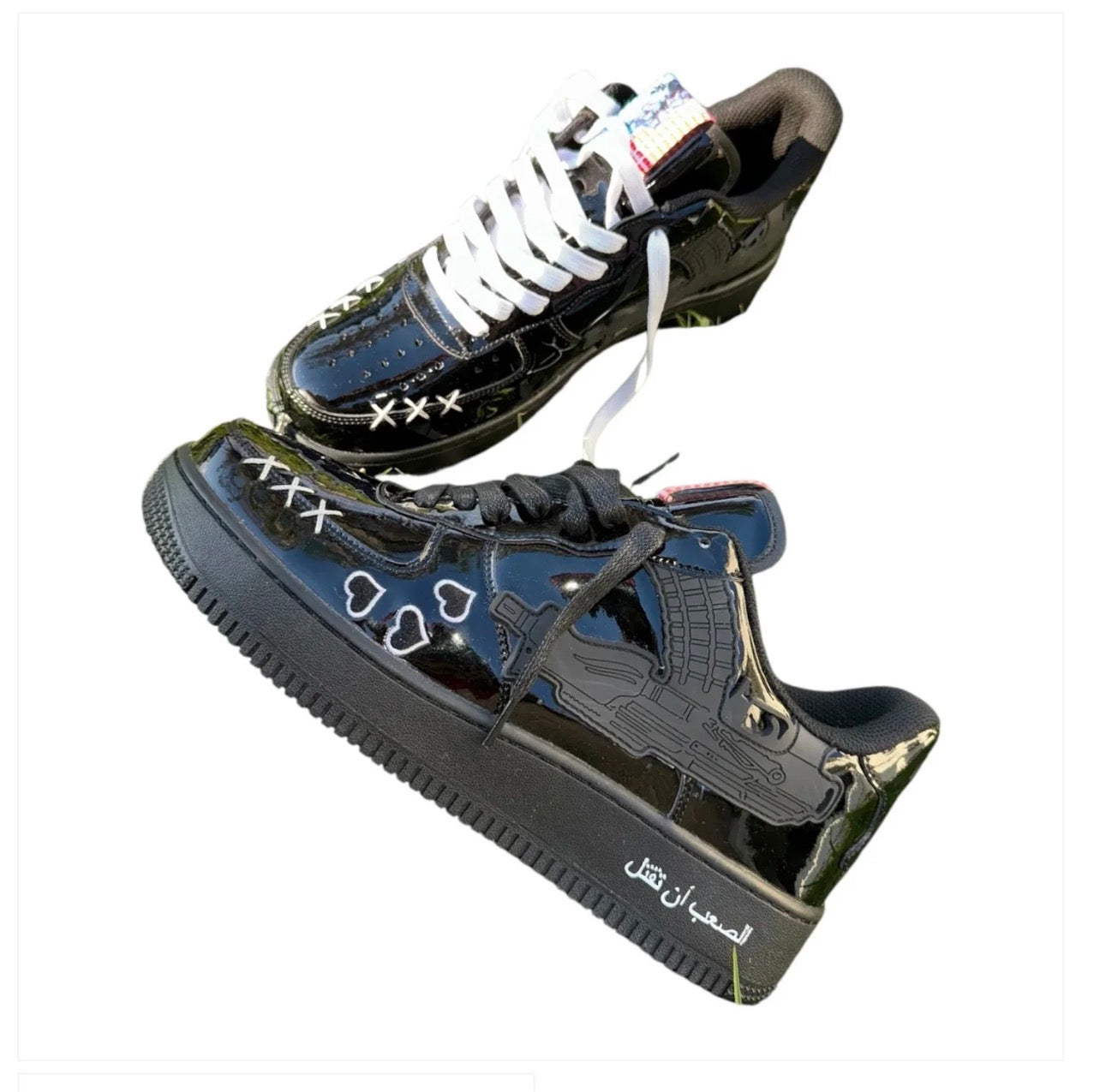 Love Kills Custom Low Sneakers – Black Patent