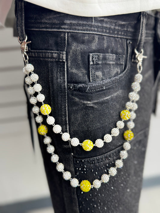 WHITE YELLOW WALLET CHAIN