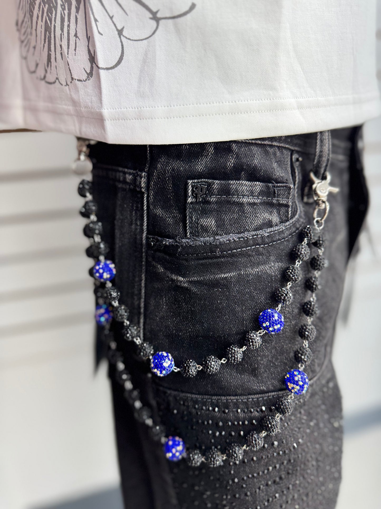 BLACK BLUE WALLET CHAIN