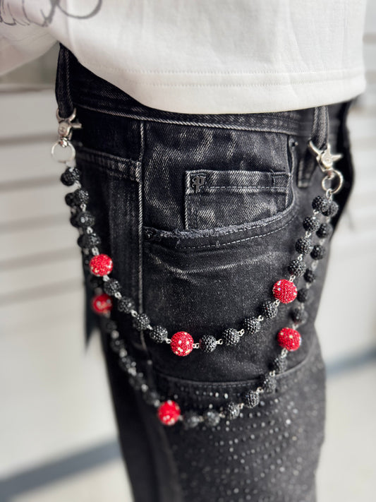 BLACK RED WALLET CHAIN