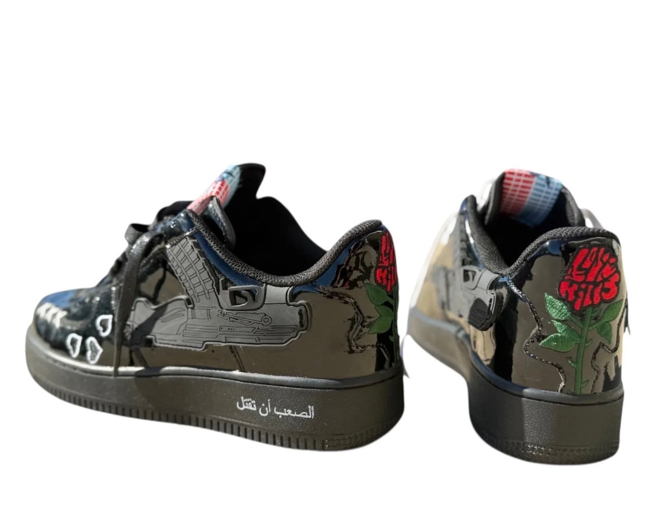 Love Kills Custom Low Sneakers – Black Patent